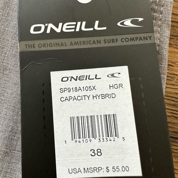 O’Neill hybrid shorts. Grey, men’s size 38. NWT - Picture 10 of 10